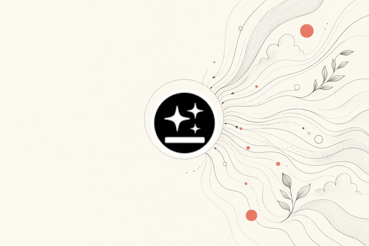 OpenDesign vs Genspark — redaktionelle Warm-Paper-Illustration eines Prompts, der zu einem Design-Hub konvergiert, der dir gehört