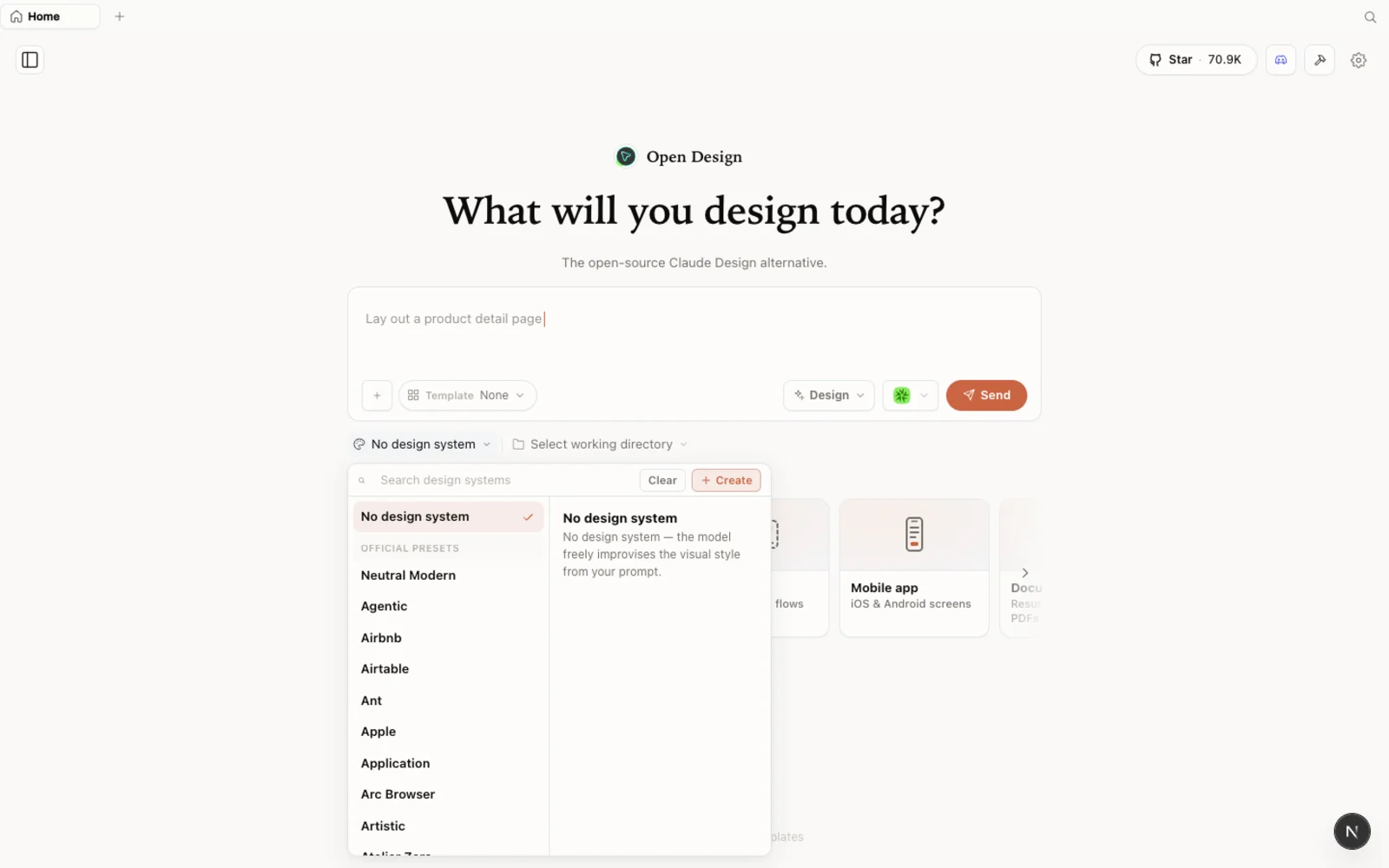 La bibliothèque de design systems intégrée — de vrais points de départ de marques.
